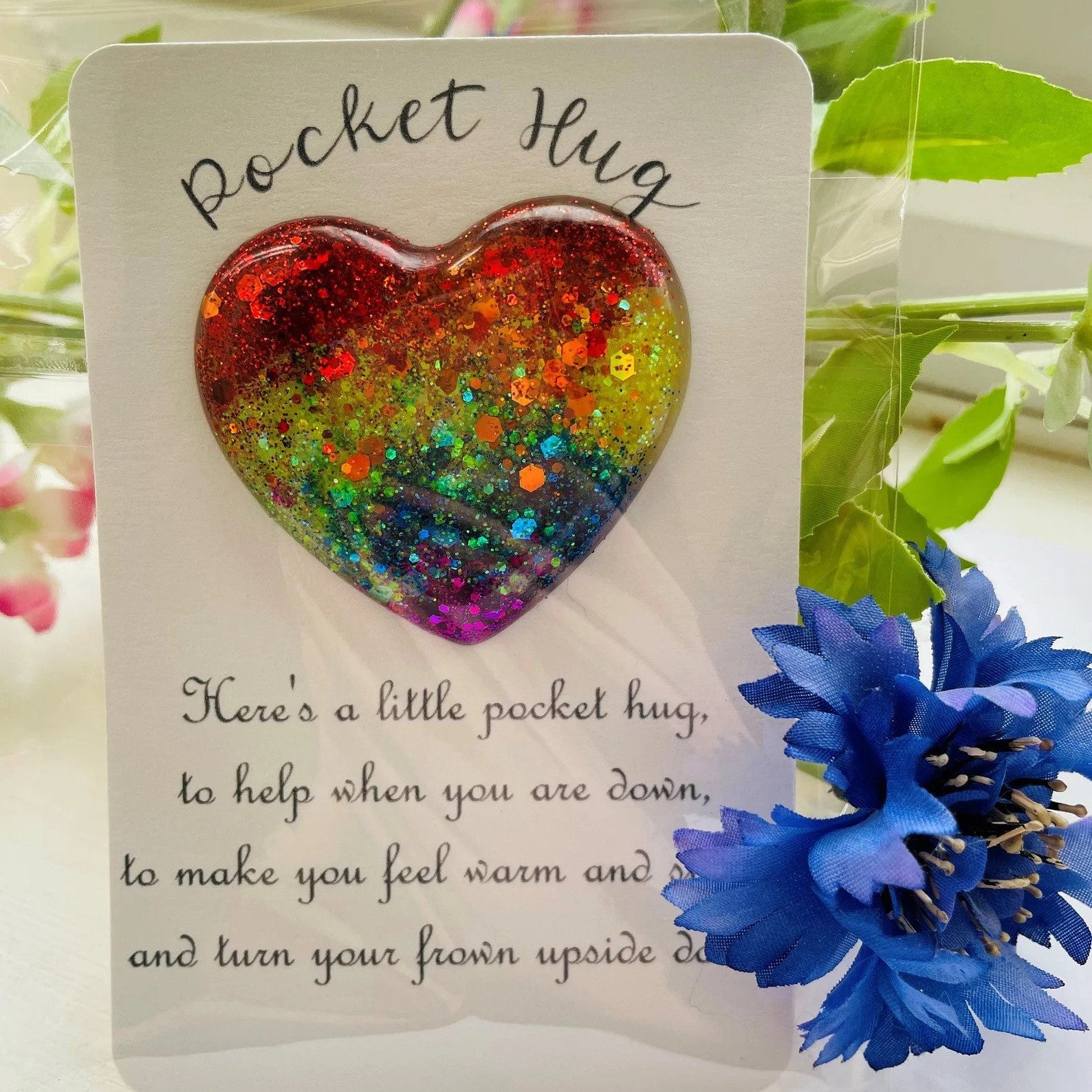 Rainbow Pocket Hug, resin heart, token gift, positivity gift, gifts fo –  Liv & Me Personalised Gifts