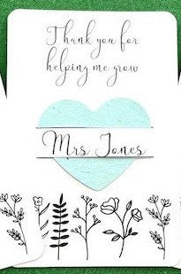 Thank you Teacher gift, Wildflower seeds, small token gift. Personalised teacher gift.