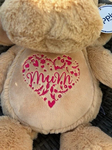 Personalised Dog Bear, large teddy, embroidered bear, custom teddy bear, world's best mum, gifts for mum, mummy gifts