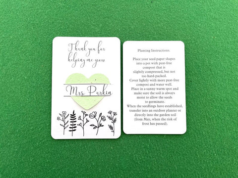 Thank you Teacher gift, Wildflower seeds, small token gift. Personalised teacher gift.