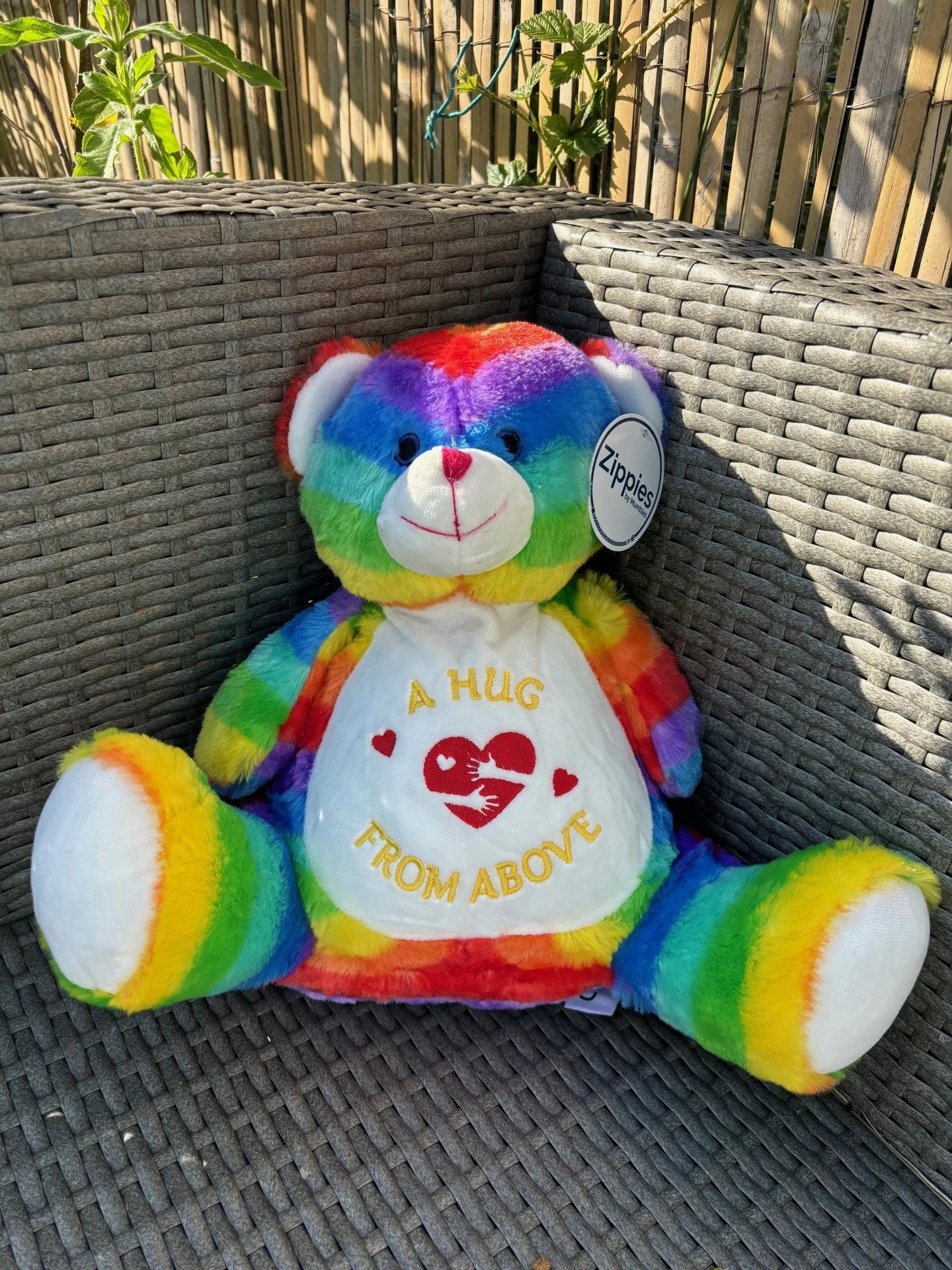 Personalised Rainbow Bear, large teddy, embroidered bear, custom teddy bear, new baby, first christmas, birthday gift, autism