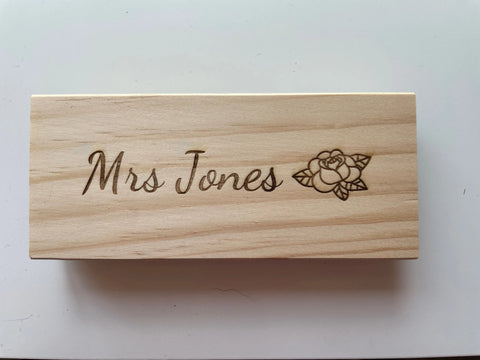 Personalised Whiteboard Eraser. Engraved teacher gift