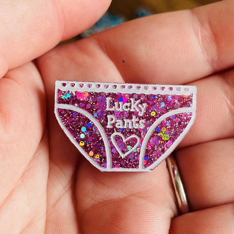 Lucky Pants Pin Badge or Keyring