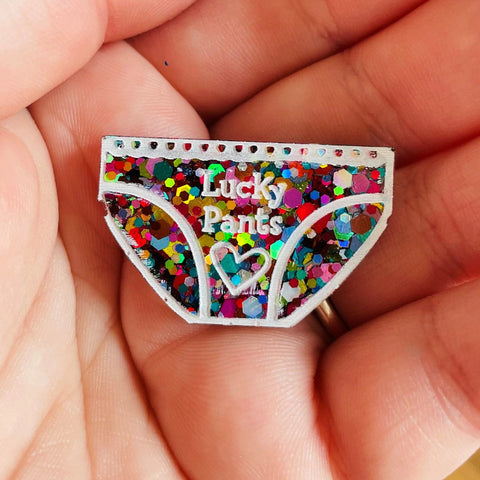Lucky Pants Pin Badge or Keyring