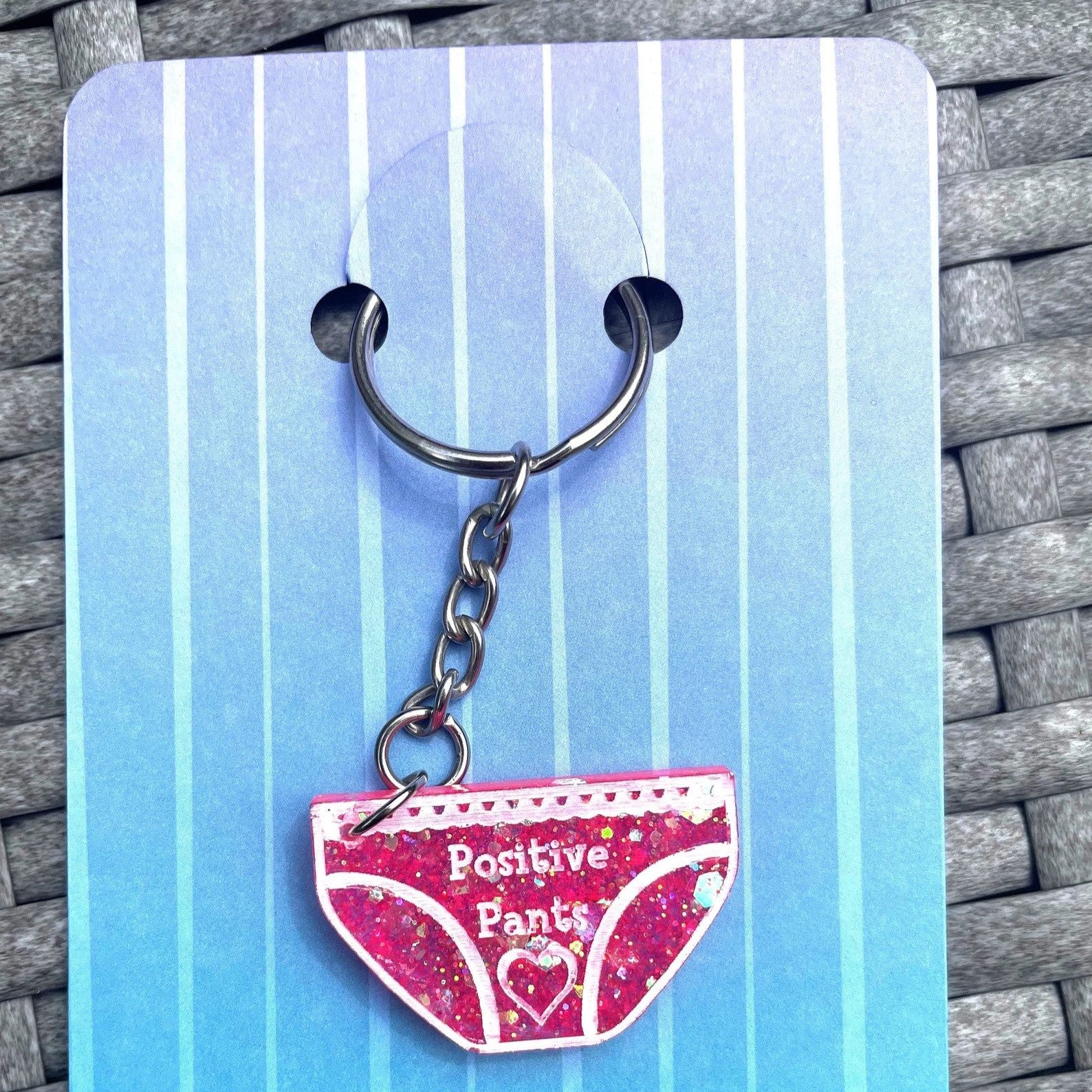 Positive Pants Keyring, positive pants gift, cheer up gift, positivity, put  on your positive pants, gifts for her, birthday gifts