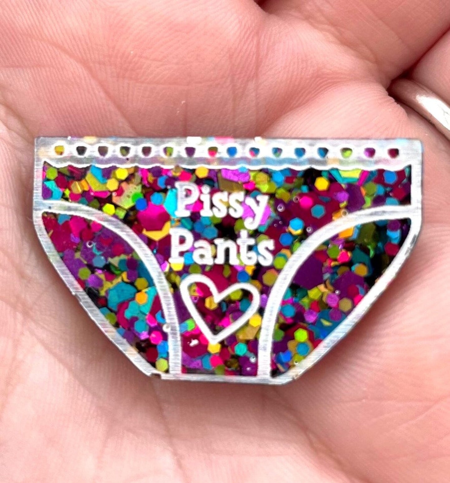 Pissy Pants Badge or keyring, brooch, Joke gift, cheer up, gifts for her,  gifts for him, hen party