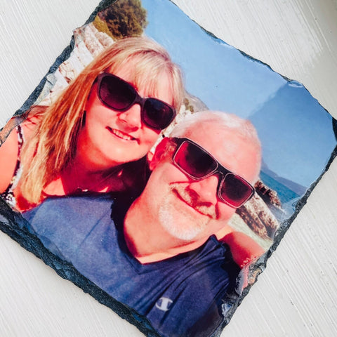 Personalised slate coaster, custom photo on slate with holder, personalised coaster, slate gift, gift for her