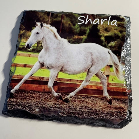 Personalised slate coaster, custom photo on slate with holder, personalised coaster, slate gift, gift for her