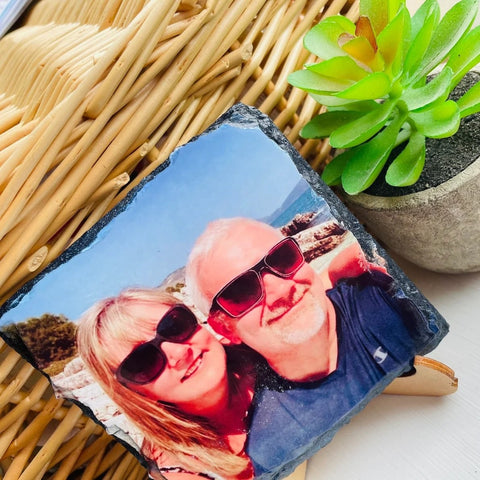 Personalised slate coaster, custom photo on slate with holder, personalised coaster, slate gift, gift for her