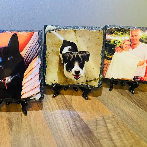 Personalised slate coaster, custom photo on slate with holder, personalised coaster, slate gift, gift for her